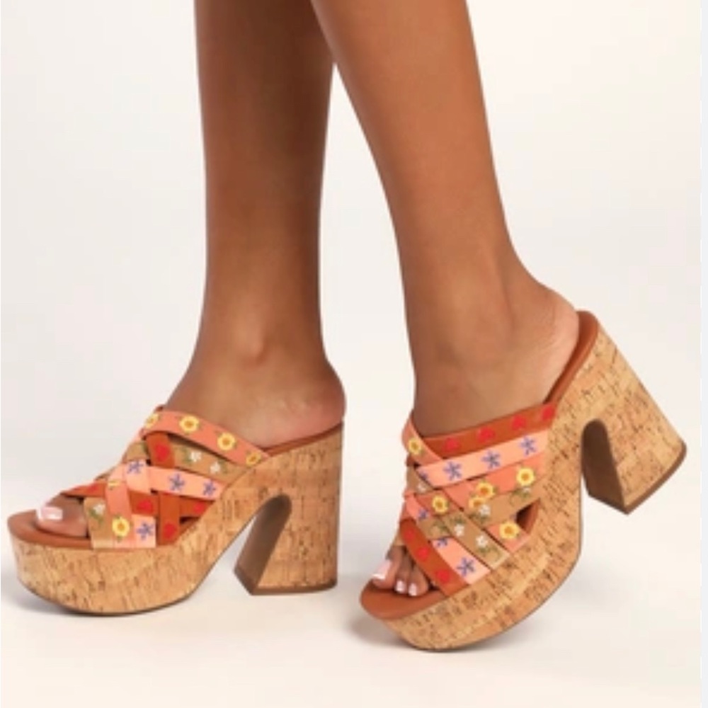 FREE PEOPLE Lisbon Suede Leather Platform Mules in Sandbar Multicolour Size 36.5